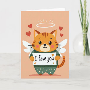 Cartão de Anjo Gato Eu Te Amo