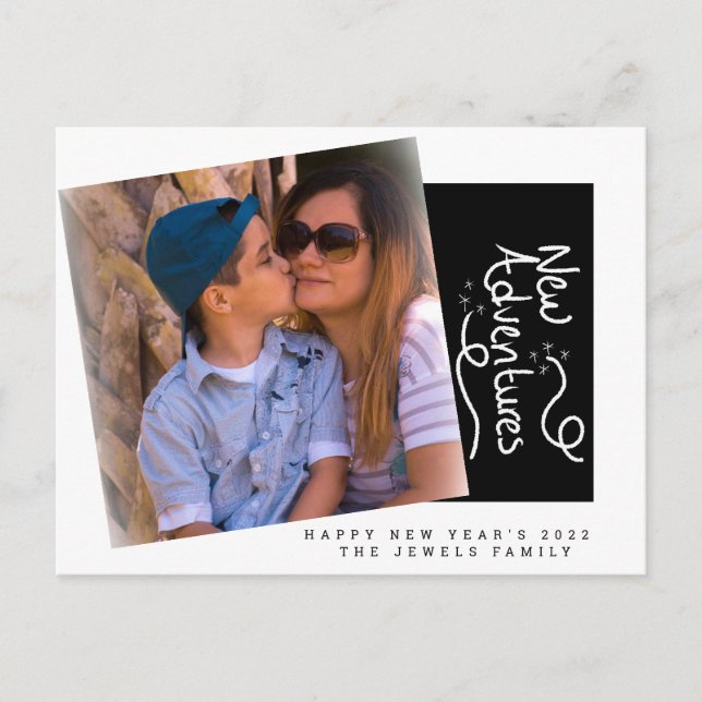 Cartão de Ano Novo 2022 Foto e Letreiro à Mão (Frente)