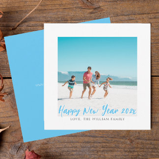 Cartão de Ano Novo com Foto Quadrada Moderna