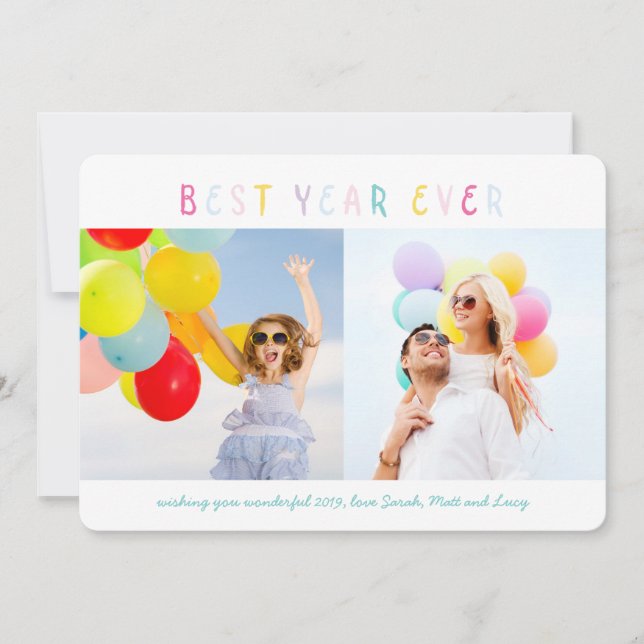 Cartão de ano novo com várias fotos coloridas (Frente)