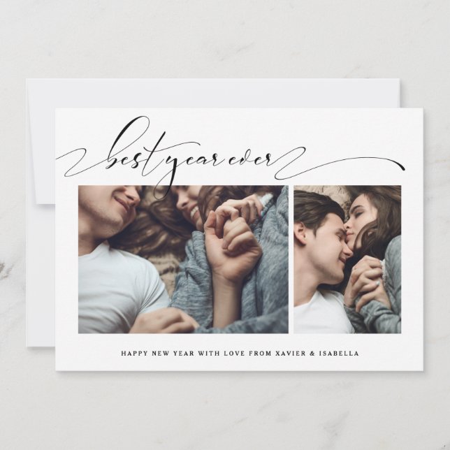 Cartão de Ano Novo de Colagem de Fotografias do Me (Frente)