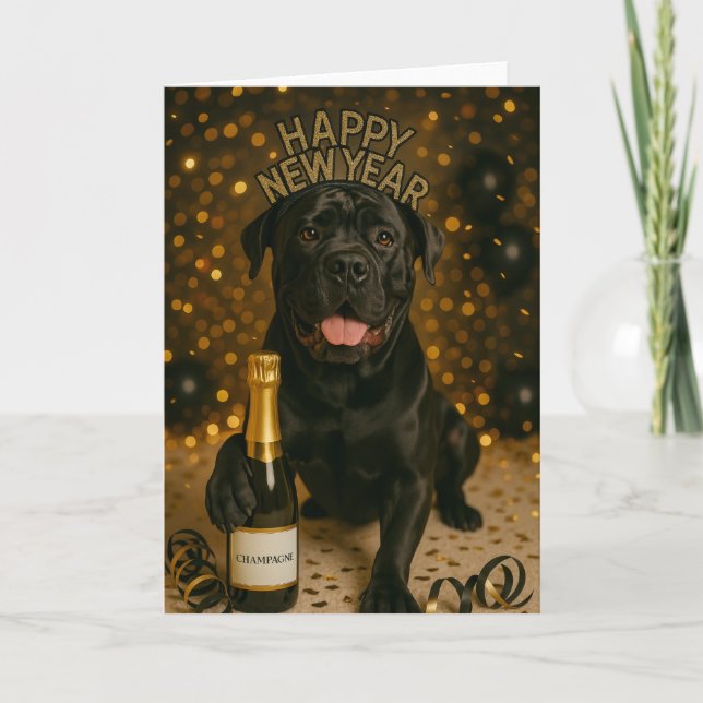 Cartão de Ano Novo de Férias Cane Corso (Frente)