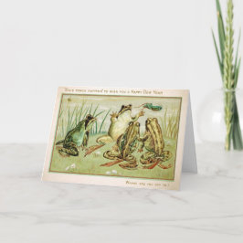 Cartão de Ano Novo de Rãs Vintage