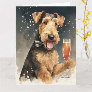 Cartão de Ano Novo do Airedale Terrier