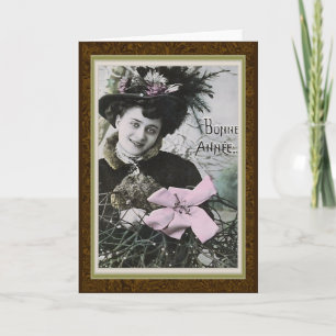 Cartão de Ano Novo francês "Bonne Annee" Vintage