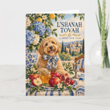 Cartão de Ano Novo Judaico Goldendoodle