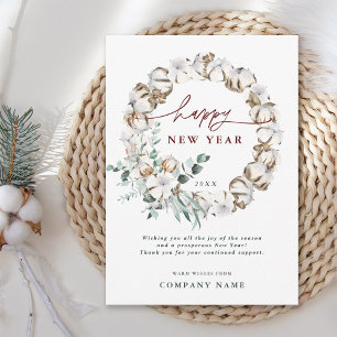 Cartão de Ano Novo para Empresas de Flor de Algodã