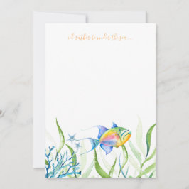 Cartão de Anotação de Aquarela para Peixes Tropica