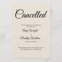 Cartão de Anúncio Cancelado de Casamento de Creme