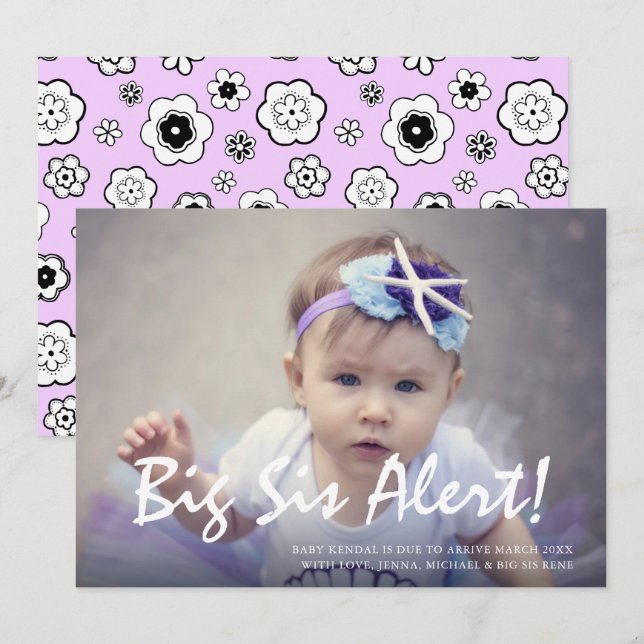 Cartão de Anúncio da Irmã Irmã Maior de Gravidez (Frente/Verso)