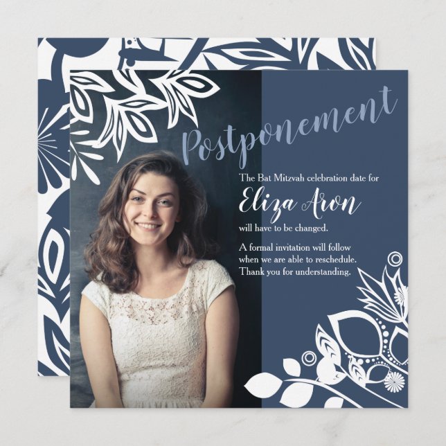 Cartão de Anúncio das Flores Brancas de Cinza Azul (Frente/Verso)