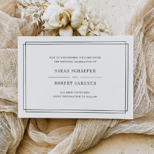 Cartão de Anúncio de Adiamento de Casamento Simple