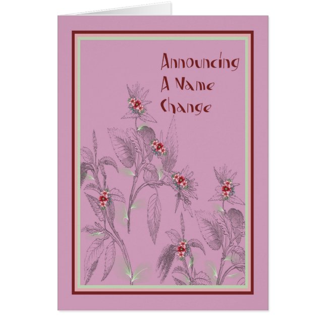 Cartão de Anúncio de Alteração de Nome Rosa (Frente)