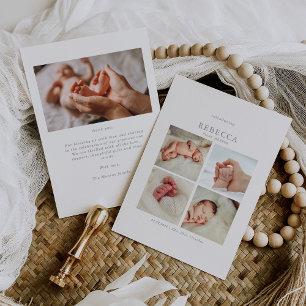 Cartão de Anúncio de Bebê com Colagem de Fotos Boh