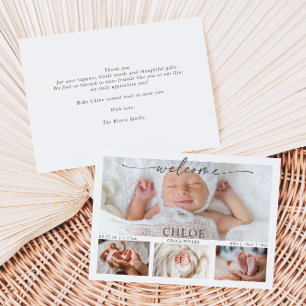 Cartão de Anúncio de Bebê com Colagem de Fotos e C