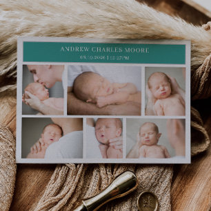 Cartão de Anúncio de Bebê com Colagem de Fotos Min