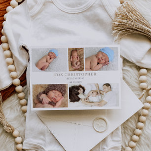 Cartão de Anúncio de Bebê com Colagem de Fotos Min