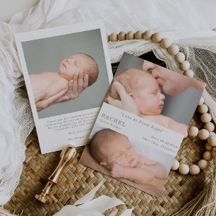 Cartão de anúncio de bebê com foto de amor à prime