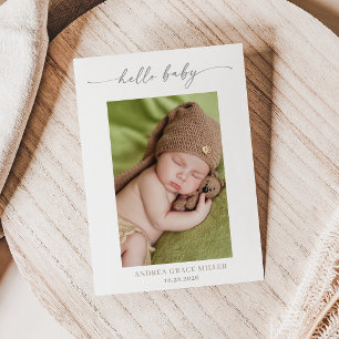 Cartão de Anúncio de Bebê com Foto e Caligrafia