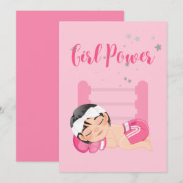 Cartão de anúncio de bebê de energia para meninas