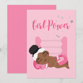 Cartão de anúncio de bebê de energia para meninas