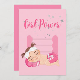 Cartão de anúncio de bebê de energia para meninas