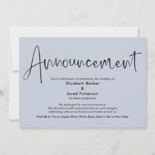 Cartão de Anúncio de Casamento Adiado de Dusty Blu