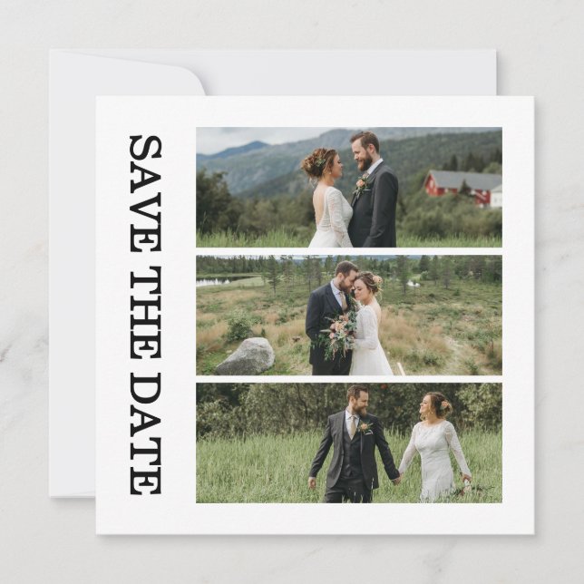 Cartão de Anúncio de Casamento com Foto e Letra Mo (Frente)