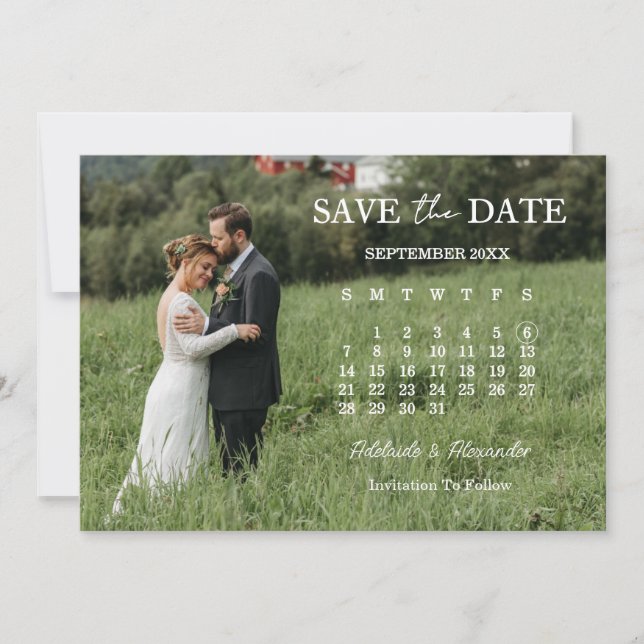 Cartão de Anúncio de Casamento com Foto e Letra Mo (Frente)