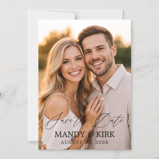 Cartão de Anúncio de Casamento com Foto Personaliz (Frente)