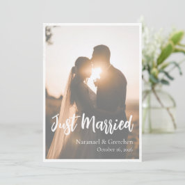 Cartão de Anúncio de Casamento com Foto Recém-Casa
