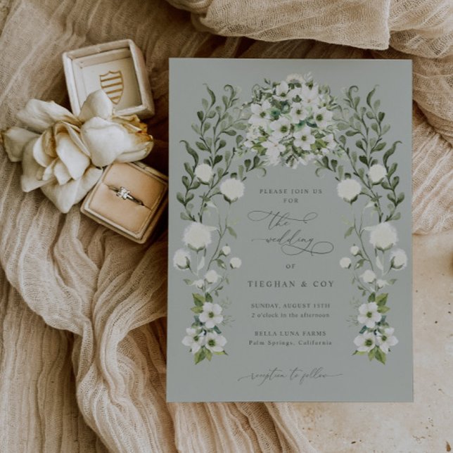 Cartão de Anúncio de Casamento de Jardim Sage (Criador carregado)