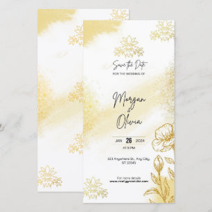 Cartão de Anúncio de Casamento Elegância Floral Do