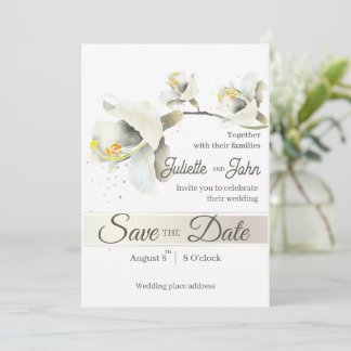 Cartão de Anúncio de Casamento Elegante Orquídea B
