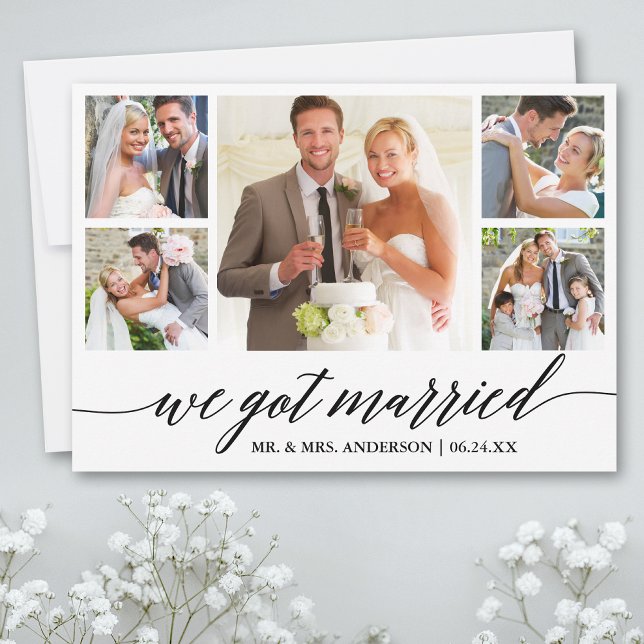 Cartão de Anúncio de Casamento Fotográfico 5 (Customize to add text or more photos to back of card.)