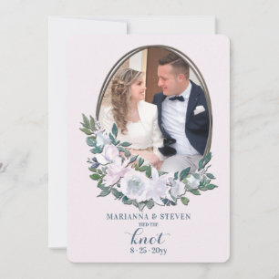Cartão de Anúncio de Casamento Fotográfico Floral
