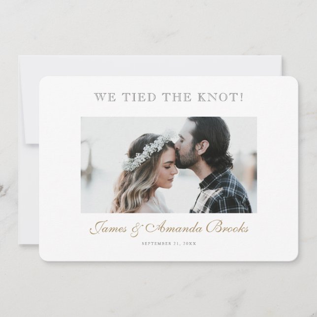 Cartão de Anúncio de Casamento Fotográfico Simples (Frente)