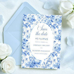 Cartão de Anúncio de Casamento Modern Navy Roses T