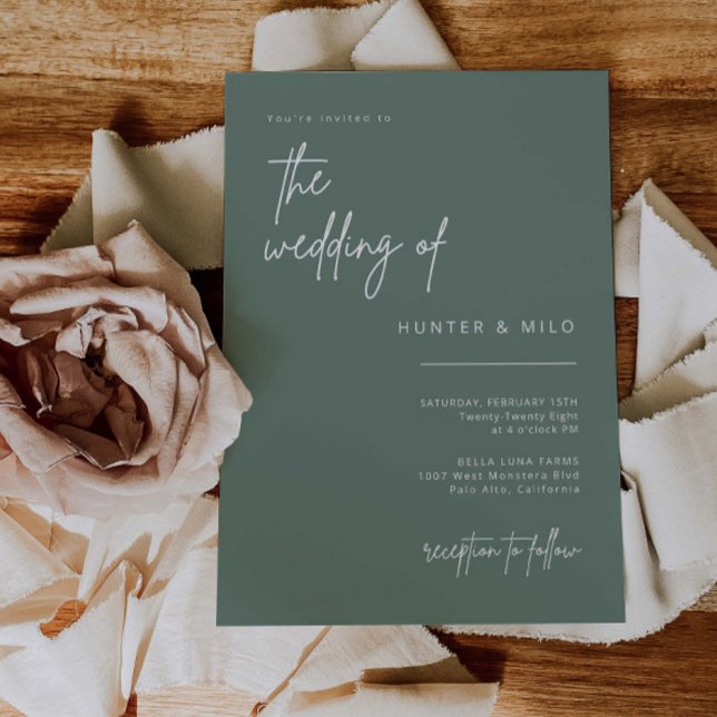 Cartão de Anúncio de Convite de Casamento de Scrip (Criador carregado)