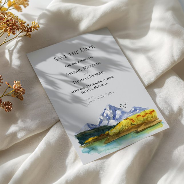 Cartão de Anúncio de Data de Casamento Aquarela Mo (Criador carregado)