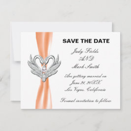 Cartão de Anúncio de Data de Casamento com Cisnes