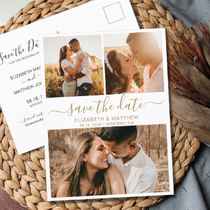Cartão de Anúncio de Data de Casamento com Colagem