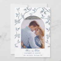 Cartão de Anúncio de Data de Casamento com Foto de