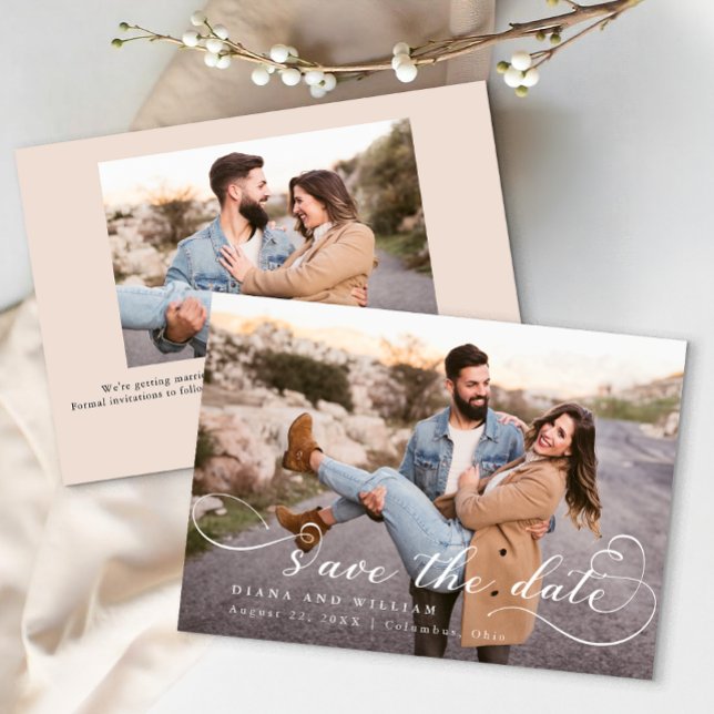 Cartão de Anúncio de Data de Casamento com Foto Pe (Save The Date Card)
