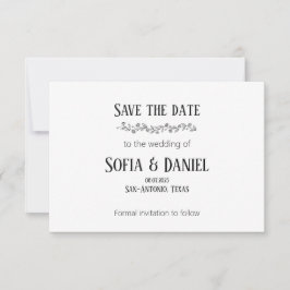 Cartão de Anúncio de Data de Casamento Minimalista