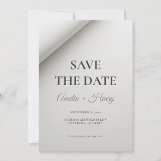 Cartão de Anúncio de Data de Casamento Minimalista