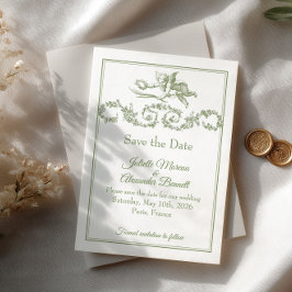 Cartão de Anúncio de Data de Casamento Olive Sage