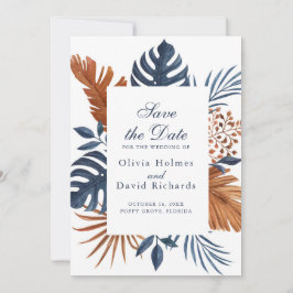 Cartão de Anúncio de Data de Rustic Midnight Blue
