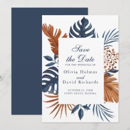 Cartão de Anúncio de Data de Rustic Midnight Blue