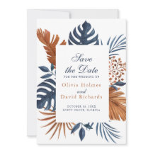 Cartão de Anúncio de Data de Rustic Midnight Blue 